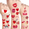10 folhas de tatuagens temporárias de dia dos namorados