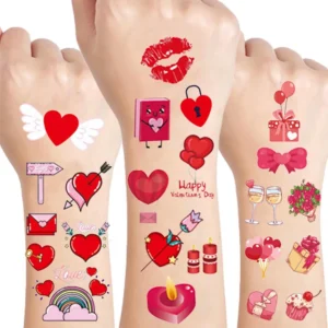 10 folhas de tatuagens temporárias de dia dos namorados