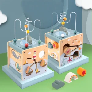 Cubo de atividade de madeira 6 a 12 meses